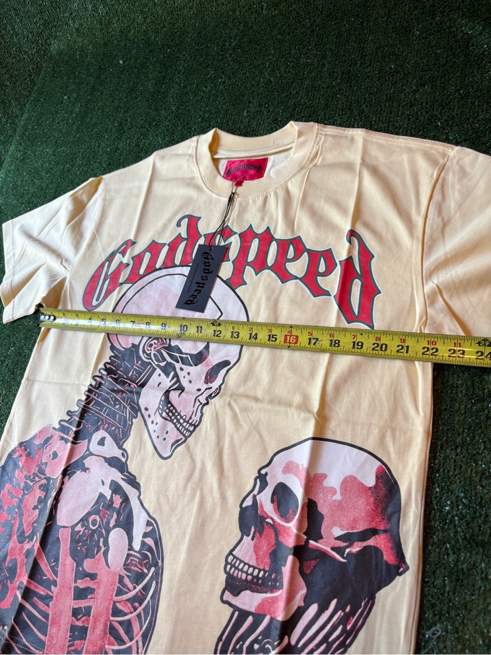 Godspeed Graphic Skull Tee - Cream with Pink/Red Print - Picture 6 of 9